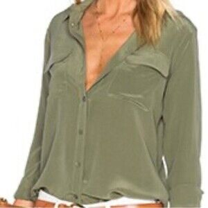 A.N.A  A‎ New Aproach Size XXL Olive Avocado Green Button Down Blouse